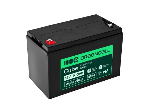 Greencell AGM VRLA 12V 100Ah batería sin mantenimiento para UPS, balanzas, autocaravanas (332x175x220mm)