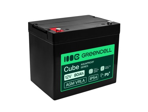 Greencell AGM VRLA 12V 80Ah batería sin mantenimiento para UPS, balanzas, autocaravanas (260x168x216mm)