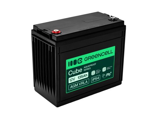 Greencell AGM VRLA 12V 135Ah batería sin mantenimiento para barcos, fotovoltaica, paneles solares (341x173x287mm)