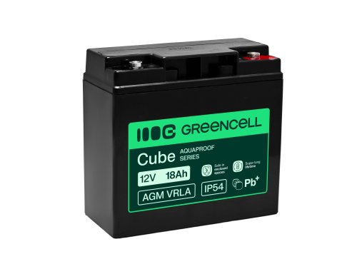 Greencell AGM VRLA 12V 18Ah batería sin mantenimiento para caja registradora, juguetes, cámaras (181x77x167mm)