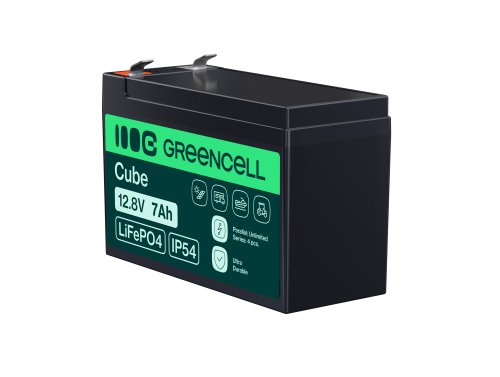 Green Cell CUBE LiFePO4 Batería 7Ah 12.8V 89.6Wh LFP batería de litio 12V para UPS, Alarma, Juguete, CCTV Coche de Niños