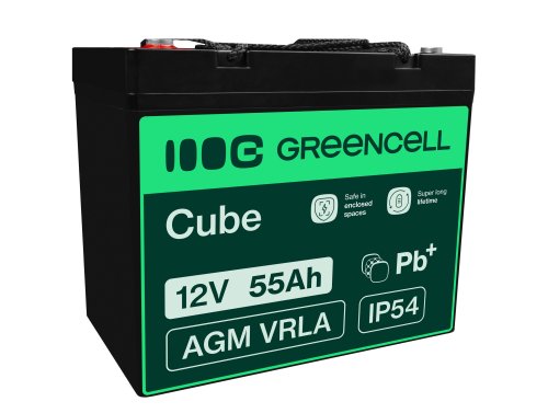 Green Cell® AGM Bateria 12V 55Ah Gel Bateria hermetica segadora scooter Barco de pesca bote cortacéspedes