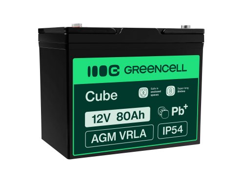Batería Green Cell® AGM 12V 80Ah VRLA batería de plomo-ácido libre de mantenimiento para yates, veleros, caravanas solares