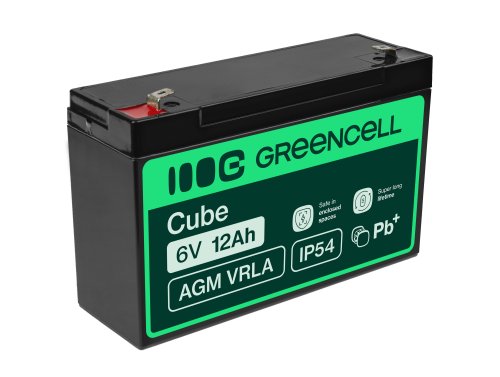 Green Cell® AGM Bateria 6V 12Ah Gel Bateria hermetica sistemas de alarma juguetes eléctricos para niños