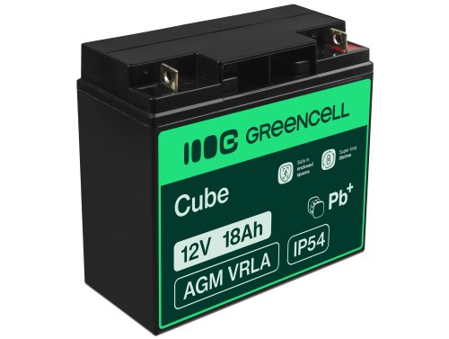 GreenCell® AGM Bateria 12V 18Ah Gel Bateria hermetica segadora scooter Barco de pesca bote cortacéspedes