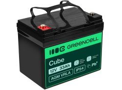 Green Cell® AGM Bateria 12V 33Ah Gel Bateria hermetica Caravan Bateria solar fotovoltaicos silla de ruedas