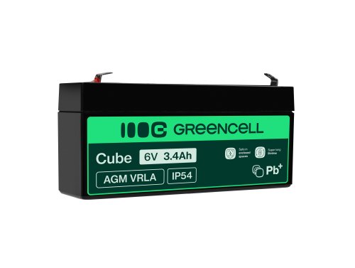 Green Cell® AGM Bateria 6V 3.4Ah Gel Bateria hermetica sistemas de alarma juguetes eléctricos para niños