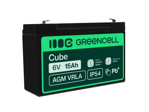 Green Cell® AGM Bateria 6V 15Ah Gel Bateria hermetica sistemas de alarma juguetes eléctricos para niños
