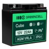 Batería Green Cell® AGM Batería de plomo-ácido sin mantenimiento de 12V 22Ah de vellón para cortadoras de césped, carros de golf