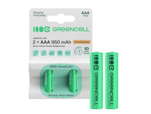 2x Pilas Recargables AAA R3 950mAh Ni-MH Baterías precargadas Green Cell