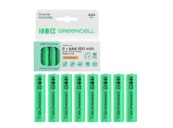 8x Pilas Recargables AAA R3 950mAh Ni-MH Baterías precargadas Green Cell
