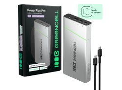 Powerbank Greencell PowerPlay Pro 20800mAh 65W – carga rápida, PD, Ultra Charge, fabricado en Polonia