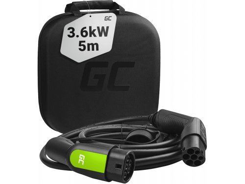 Green Cell Cable Tipo 2 3.6kW 16A 5 Metros 1-Fases para Cargar EV Coches Eléctricos e Híbridos Enchufables PHEV