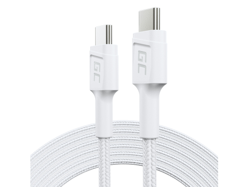 Cable blanco USB-C Tipo C 2m Green Cell Power Stream con carga rápida Power Delivery 60W, Ultra Charge, Quick Charge 3.0