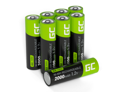 8x Pilas Recargables AA R6 2000mAh Ni-MH Baterías precargadas Green Cell